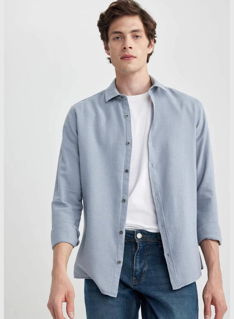 ديفاكتو Man Slim Fit Woven Long Sleeve Shirt