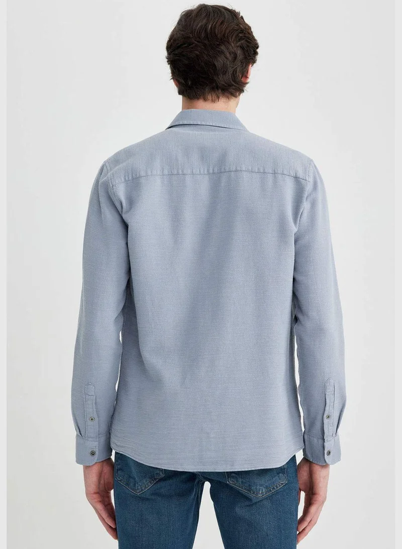ديفاكتو Man Slim Fit Woven Long Sleeve Shirt