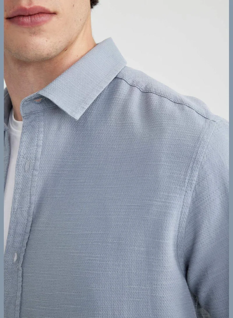 ديفاكتو Man Slim Fit Woven Long Sleeve Shirt