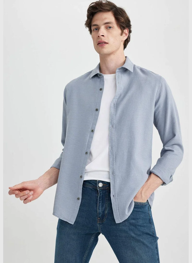 ديفاكتو Man Slim Fit Woven Long Sleeve Shirt