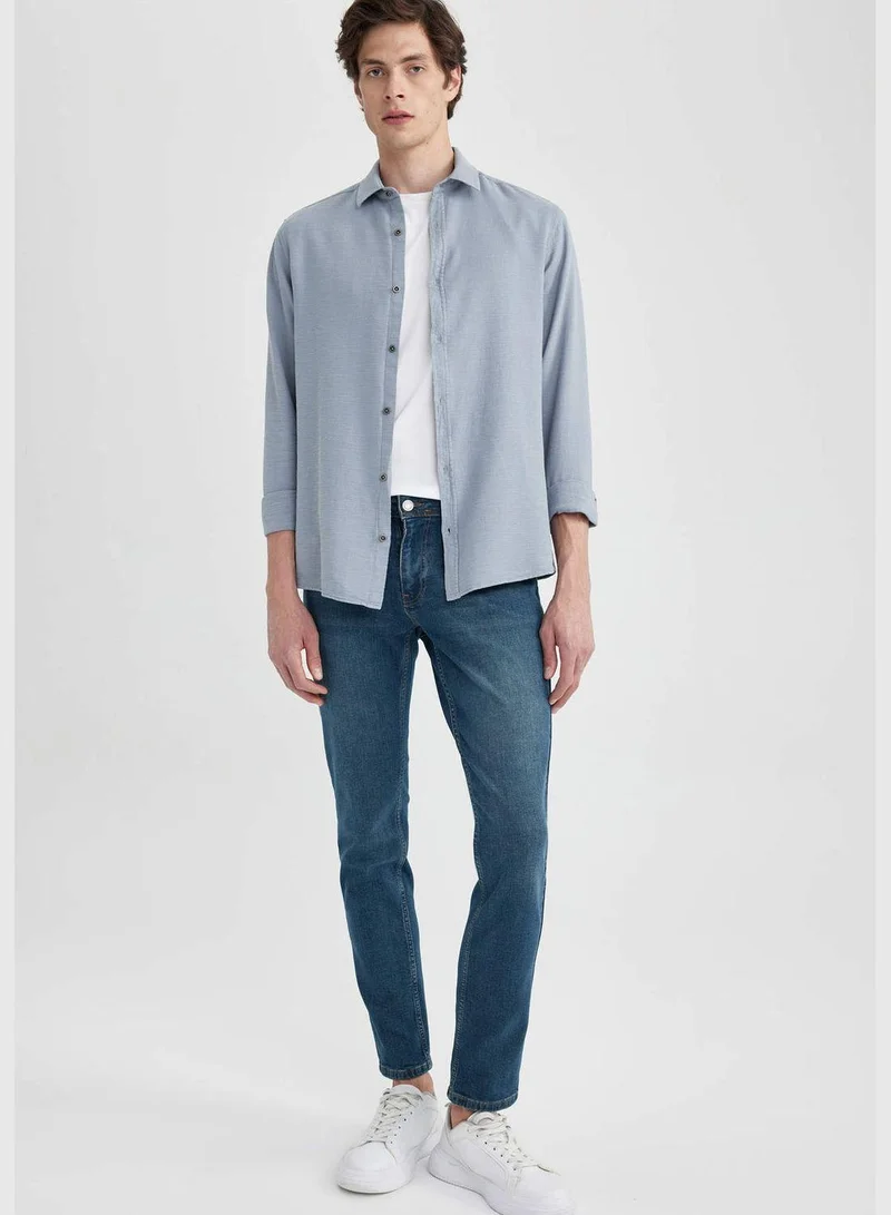 ديفاكتو Man Slim Fit Woven Long Sleeve Shirt