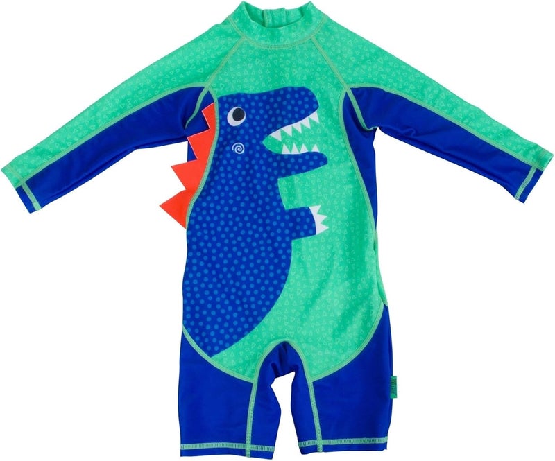 Zoocchini Baby and Toddler Dino Rashguard 1 Piece Swimsuit, Size 24-3T - Image 1