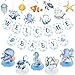 KMCCUMBER Under the Sea Baby Shower Decorations Ocean Animals Decorations Include Welcome Baby Banner Hanging Swirls and Honeycomb Centerpiece Under the Sea Baby Shower Supplies - Image 3