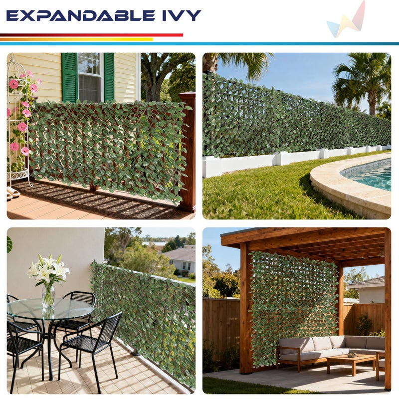Windscreen4less Artificial Expandable Ivy Leaf Faux Leaves Privacy Fence Screen for Outdoor Indoor Backyard Patio Balcony (Single Sided Leaves, 1 Pack) - Image 2