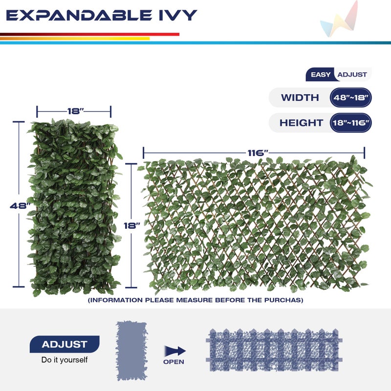 Windscreen4less Artificial Expandable Ivy Leaf Faux Leaves Privacy Fence Screen for Outdoor Indoor Backyard Patio Balcony (Single Sided Leaves, 1 Pack) - Image 5