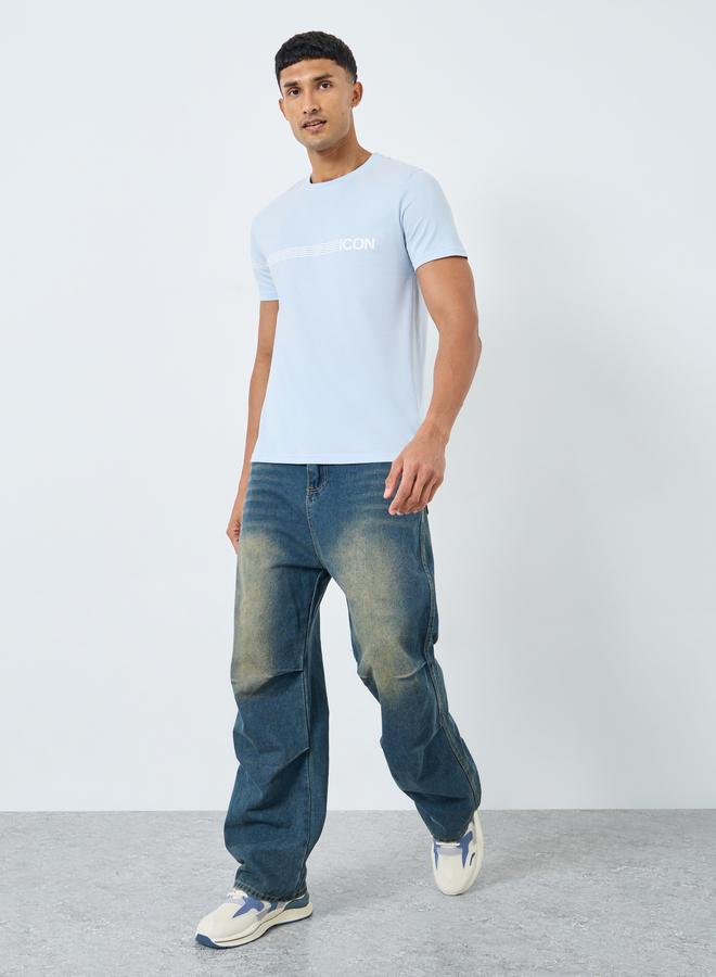 Styli Placement Striped Printed Regular T-Shirt - Image 2