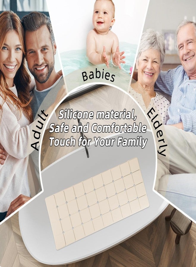 MeimeiDe Bathtub Mat Non-Slip Silicone Soft Odorless Large Bath Mat No Suction Cups for Refinished,Reglazed and Textured Shower Mats Non Slip Extra Long Tub Mat (16x40inch Beige) - Image 2