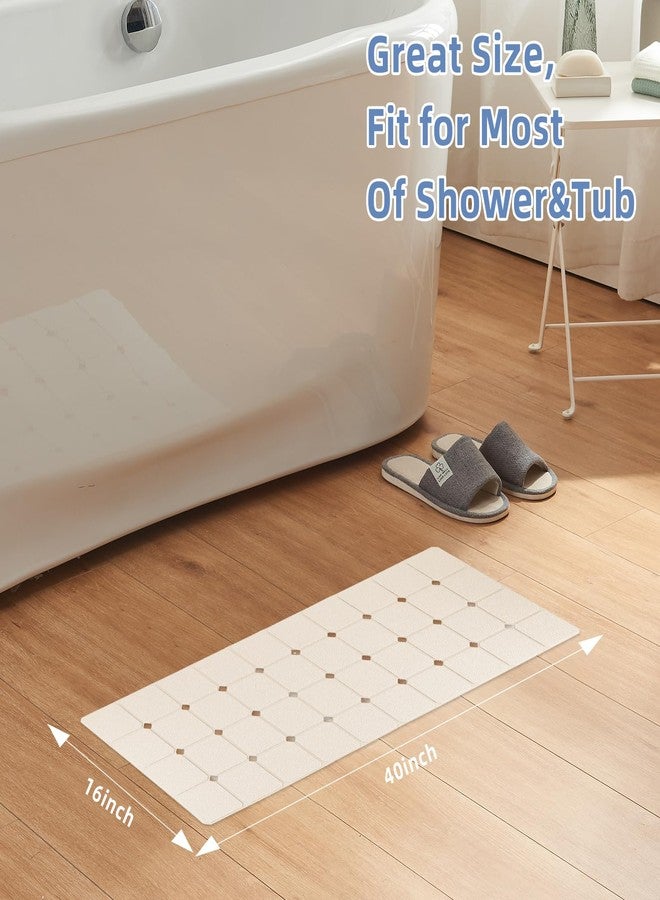MeimeiDe Bathtub Mat Non-Slip Silicone Soft Odorless Large Bath Mat No Suction Cups for Refinished,Reglazed and Textured Shower Mats Non Slip Extra Long Tub Mat (16x40inch Beige) - Image 5