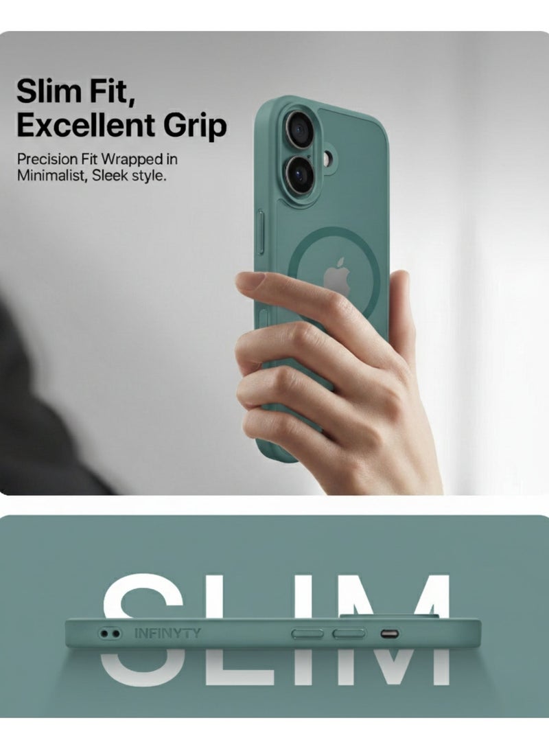 INFINYTY iPhone 16 Plus Case – Gleam Series (Teal) Hybrid Matte Finish, Seamless Color Match, MagSafe Compatible, Mil. Grade Drop-Tested, Air Cushion Corners, Soft Touch, Scratch-Resistant - Image 3