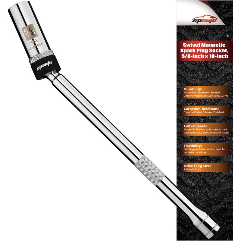 EPAuto 58 Spark Plug Socket Swivel Magnetic 6 Point 38 Drive x 10Inch