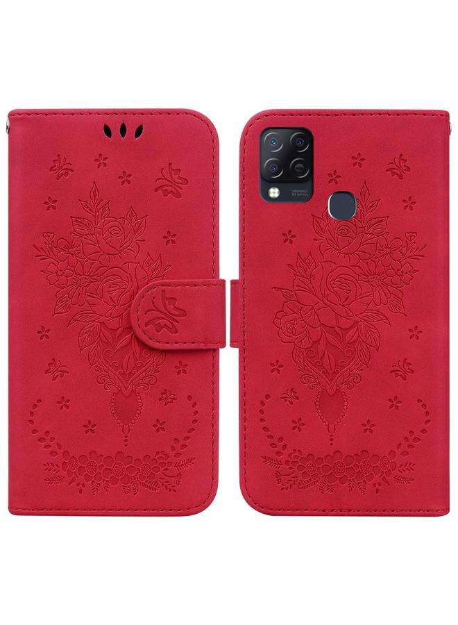 S-TOP Case For Infinix Hot 10s / Hot 10T Butterfly Rose Embossed Leather Phone Case - Image 1