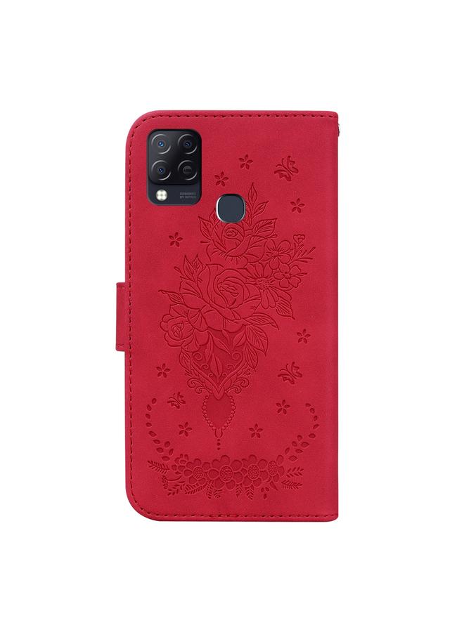 S-TOP Case For Infinix Hot 10s / Hot 10T Butterfly Rose Embossed Leather Phone Case - Image 3