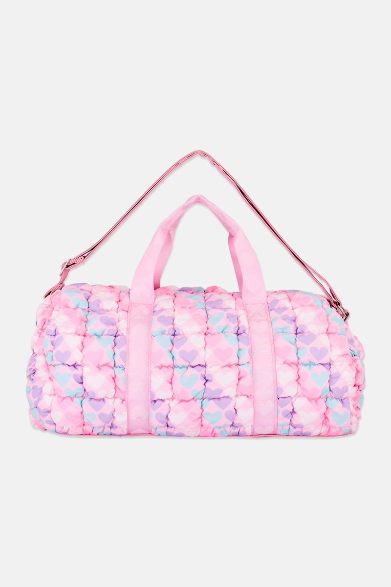 Miss Gwen's OMG Kids Girl Heart Print Scrunch Duffel Bag, Pink  - Image 2