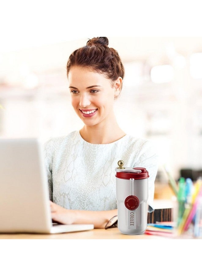 Wosta Coffee Mug with Ziplock Lid, Coffee Thermal Mug Coffee to Go, Double-Walled Vacuum Thermal Mug, Coffee, Stainless Steel Thermal Mug, 420 Ml(Without Temperature Display) (Red) - Image 3