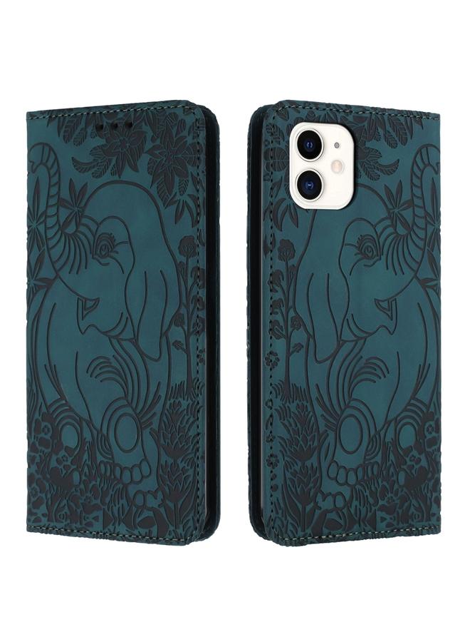 اس-توب جراب لهاتف iPhone 12 / 12 Pro جراب هاتف جلدي منقوش على شكل فيل عتيق - Image 1