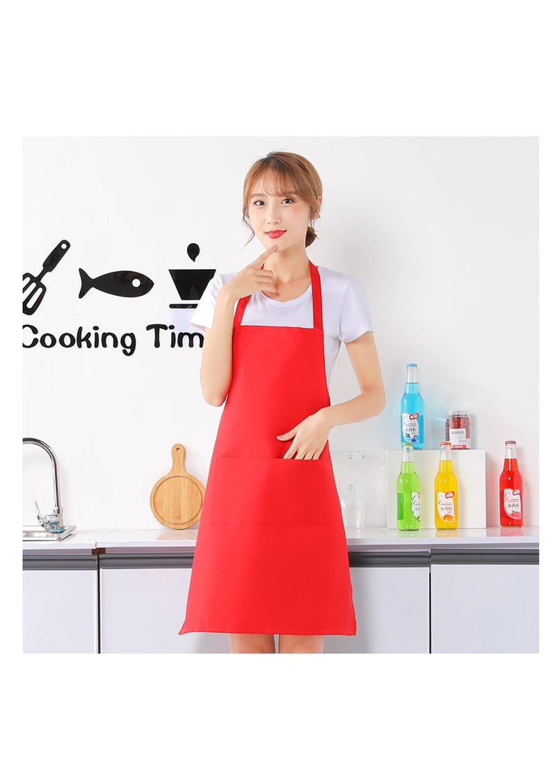 10 Pack Bib Aprons, Water and Oil Resistant Aprons with 2 Pockets Adjustable, Cooking Kitchen Chef Apron for Women Men（red） - Image 3