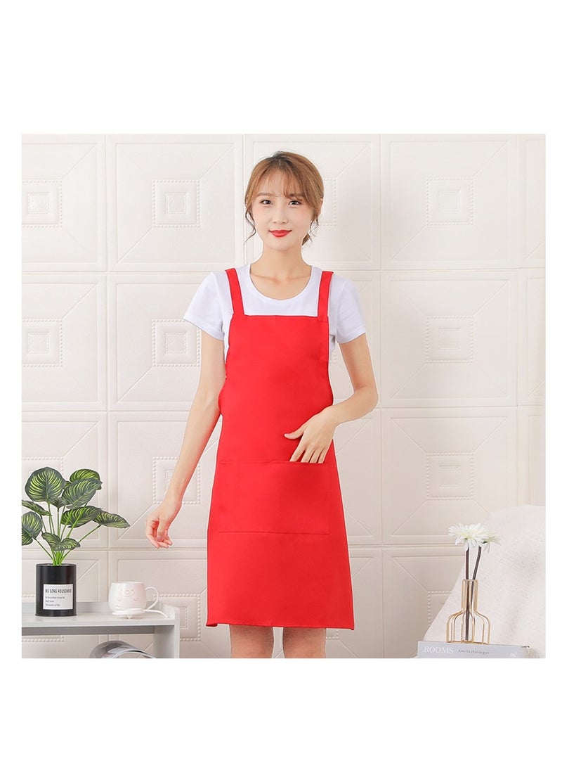 10 Pack Bib Aprons, Water and Oil Resistant Aprons with 2 Pockets Adjustable, Cooking Kitchen Chef Apron for Women Men（red） - Image 4