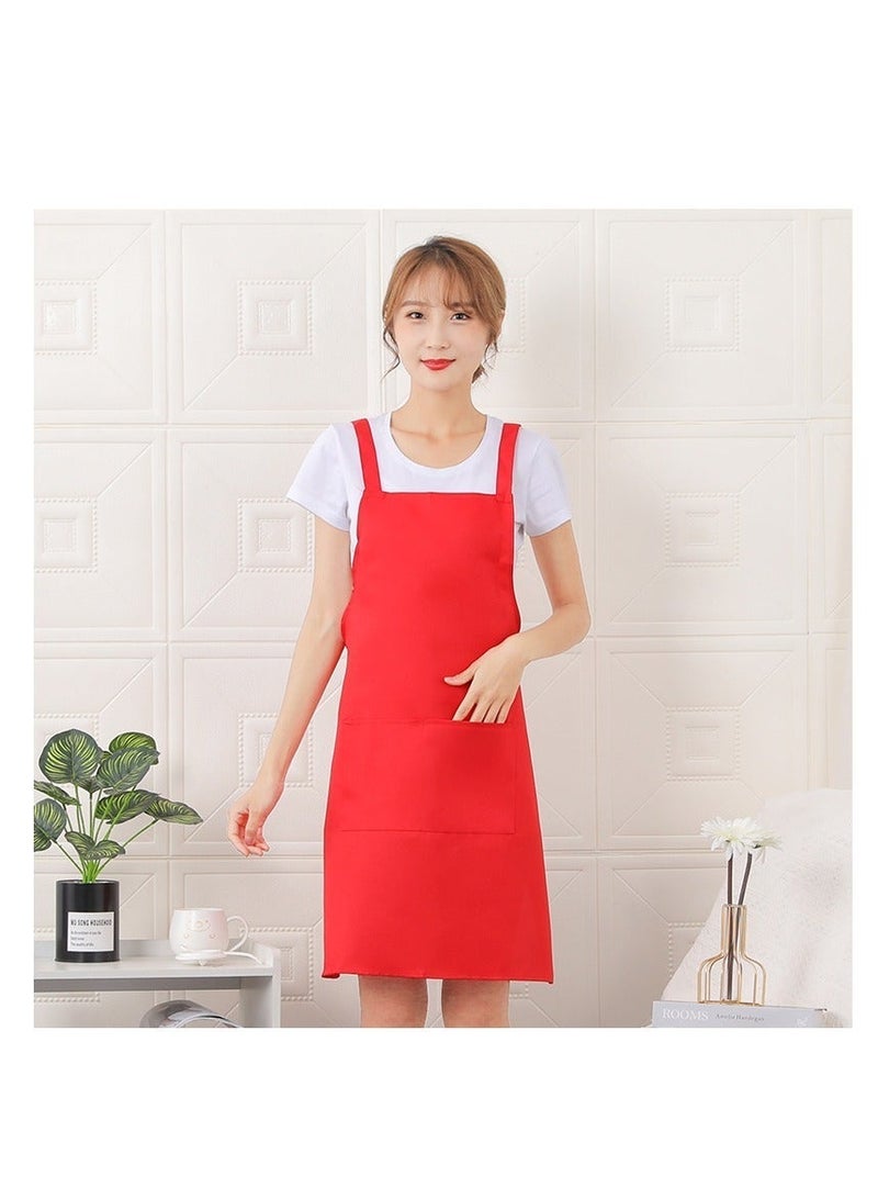 10 Pack Bib Aprons, Water and Oil Resistant Aprons with 2 Pockets Adjustable, Cooking Kitchen Chef Apron for Women Men（red） - Image 4