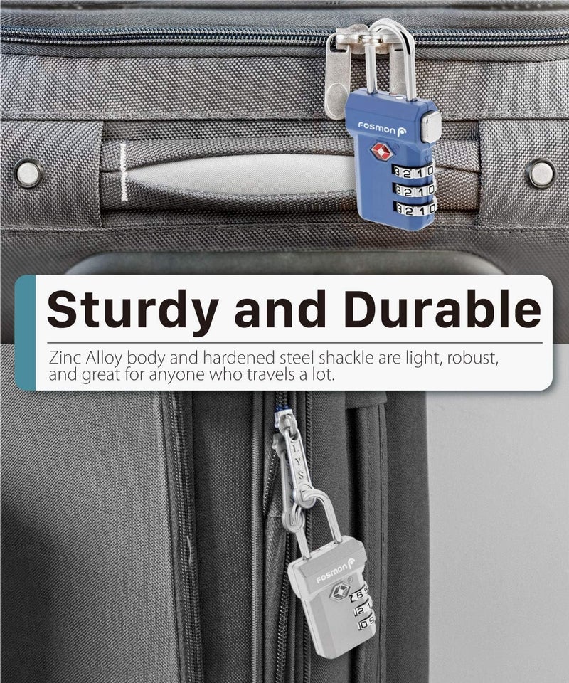 Fosmon TSA Approved Pink Locks for Luggage, Cute Suitcase Lock with Push Release Button for Extra Security, 3 Digit Combination Padlock for Travel, Backpack Zipper Anti Theft, Gym Locker, Women - Image 4
