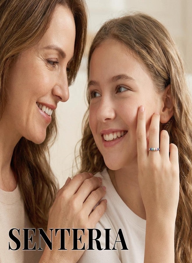 Senteria Fidget Ring for Anxiety Women Adjustable 925 Sterling Silver Rings with Colorful Beads Stress Spinner Ring Birthday Valentines Day Gifts for Daughters with Box and Card - Image 5