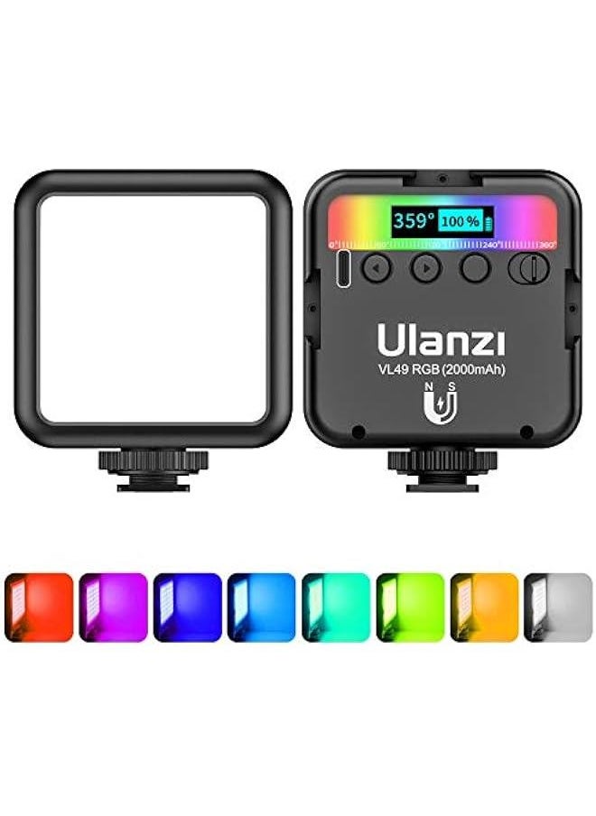 Arabest Portable RGB LED Camera Light with 360° Full Color, 3 Cold Shoe, Magnetic Attraction, Rechargeable 2000mAh Battery, CRI 95+ 2500-9000K Dimmable Panel Lamp for Photography Lighting.  - Image 1