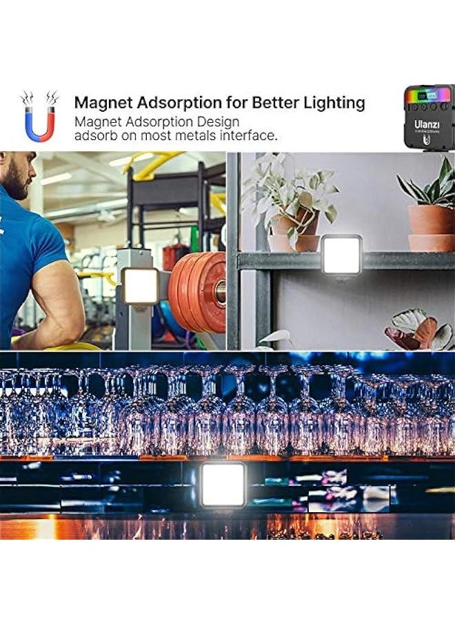 Arabest Portable RGB LED Camera Light with 360° Full Color, 3 Cold Shoe, Magnetic Attraction, Rechargeable 2000mAh Battery, CRI 95+ 2500-9000K Dimmable Panel Lamp for Photography Lighting.  - Image 4