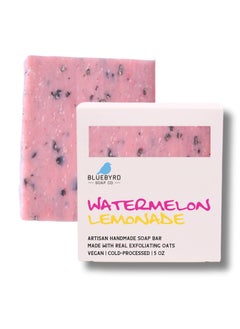 BLUEBYRD SOAP CO. BLUEBYRD Soap Co Watermelon Lemonade Soap Bar  Handmade Bar Soap for Kids  Natural Ingredients Kaolin Clay Oatmeal Aloe Vera  Activated Charcoal  Fun Scented Bath Soaps for Teens Watermelon 