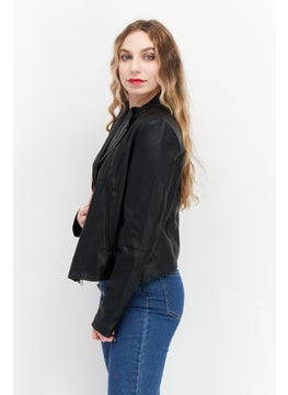 French Connection Women Plain Motorcycle Jacket, Black  - Image 2