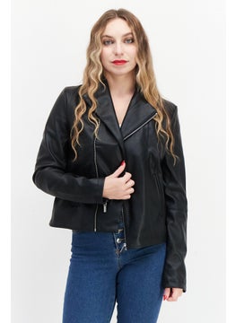French Connection Women Plain Motorcycle Jacket, Black  - Image 1