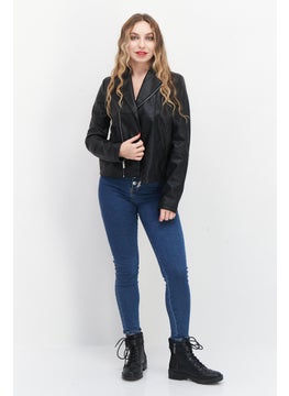 French Connection Women Plain Motorcycle Jacket, Black  - Image 3
