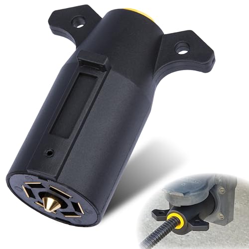 Sixzoo 7 Pin Trailer Plug Waterproof 7 Way Trailer Plug Flat Blade Connector Heavy Duty Trailers Light Plug Interlocking Trailers Electrical Connector for RV Towing Car Accessories - Image 1