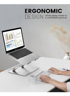 Rock Pow Foldable Laptop Stand for Desk Adjustable Height Ergonomic Computer Stand Aluminum Portable Laptop Stands Holder Riser for MacBook Air Pro All 10-16" Notebooks Laptops  - Image 3