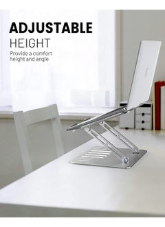 Rock Pow Foldable Laptop Stand for Desk Adjustable Height Ergonomic Computer Stand Aluminum Portable Laptop Stands Holder Riser for MacBook Air Pro All 10-16" Notebooks Laptops  - Image 2