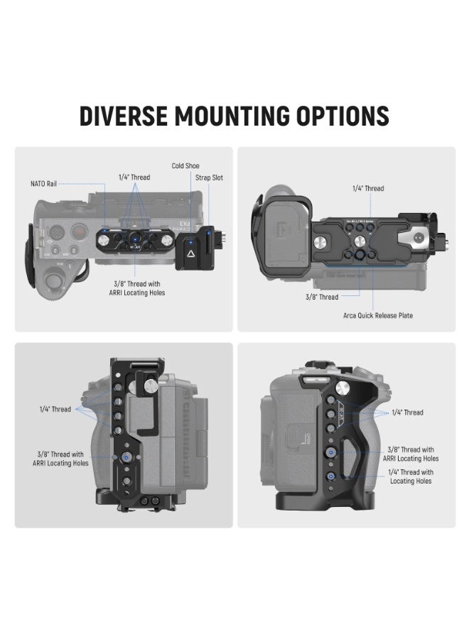 Neewer Camera Cage Rig for Sony FX3/FX30, Formfitting Video Cage with Multiple Mounting Points, HDMI Cable Clamp, NATO Rail, Cold Shoe & 1/4" 3/8" Threads, Arca Quick Release Base, Compatible with DJI RS4/RS3/RS2 Gimbals | Professional Camera Protection Frame - Image 2