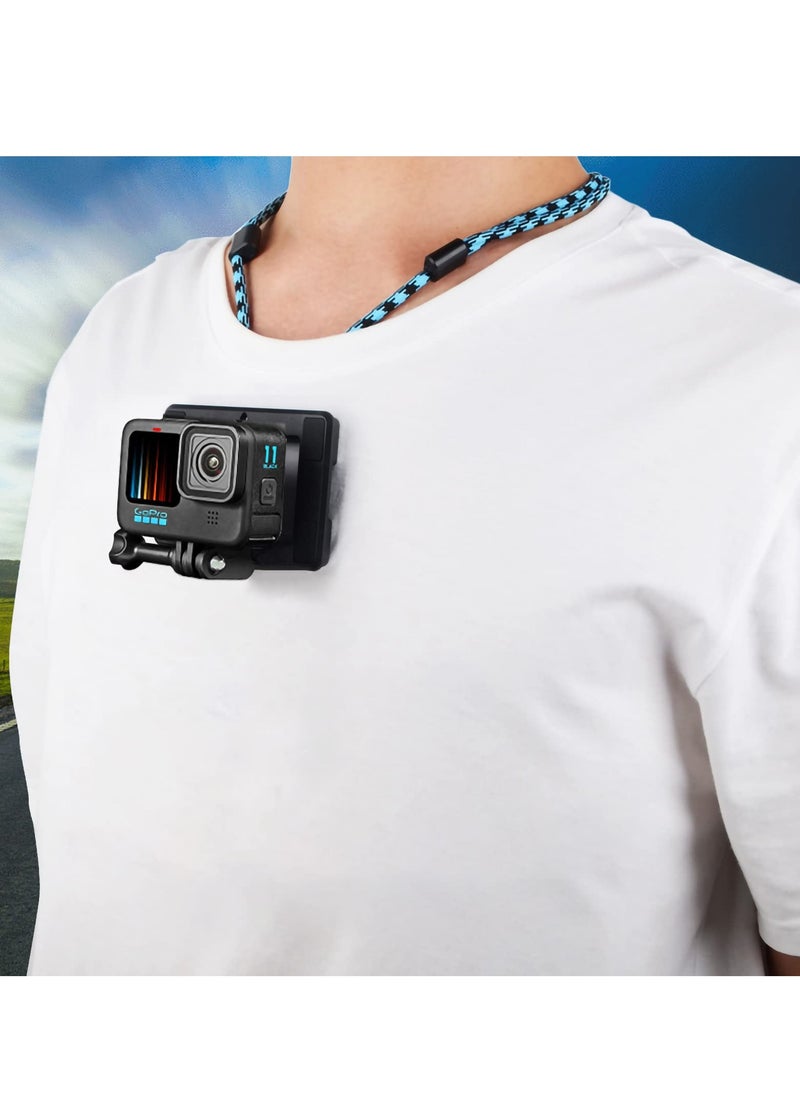 SYOSI حامل سريع الفك على الصدر لكاميرا DJI OSMO Action 4 3 وGo-Pro Hero 12 11 متوافق مع كاميرا GoPro Hero 12 11 الرياضية ملحقات حامل المنظور الأول حامل مغناطيسي للتصوير بدون استخدام اليدين  - Image 4