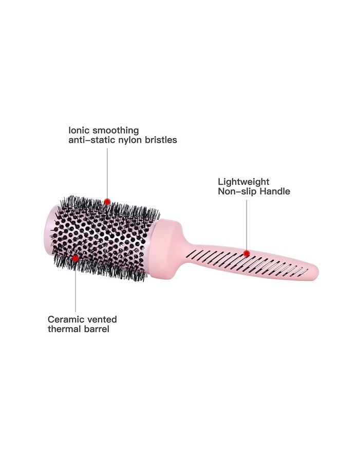 Perfehair Large Ceramic Round Brush for Blow Drying, 2.9 Inch Professional Ion Thermal Barrel Hairbrush for Women Styling, Blowout,Curling, Smoothing, Straightening Medium to Long Wavy or Curly Hair -Pink - Image 2
