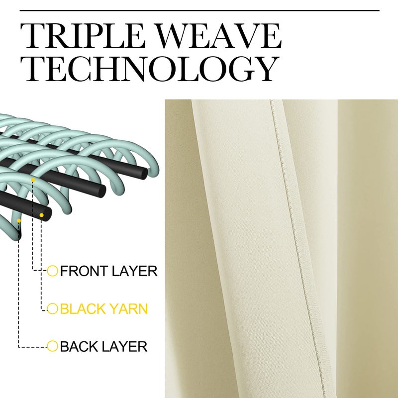 NICETOWN Room Darkening Curtain Panels for Cafe, Thermal Insulated Grommet Top Room Darkening Draperies/Drapes for Window (Beige, 2 Panels, W34 x L45) - Image 4