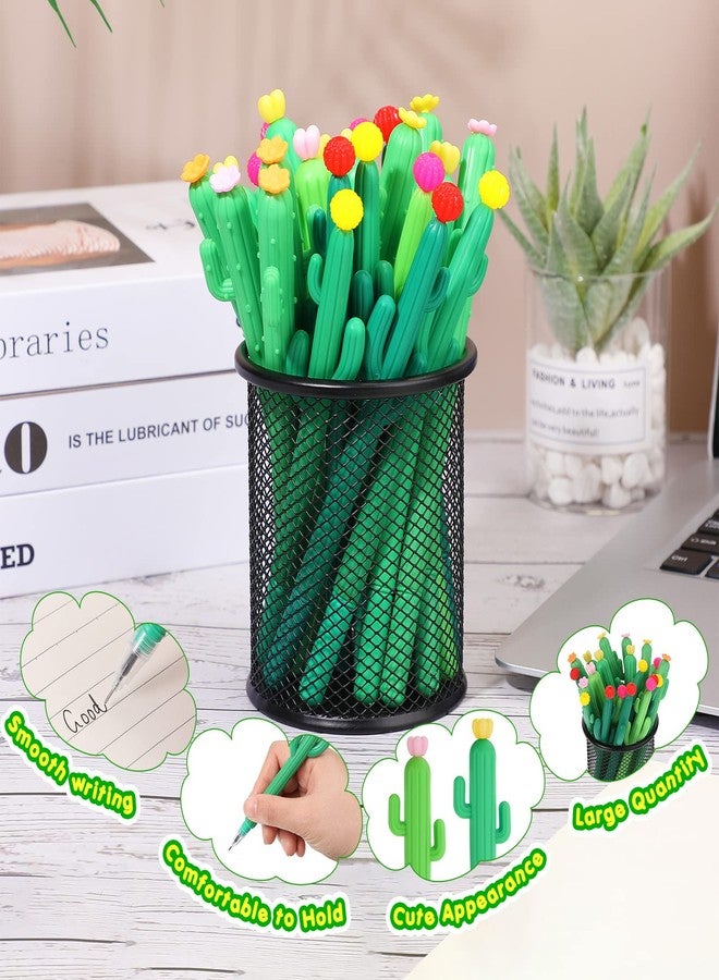 Handepo 100 Pcs Cactus Pens Cactus Shaped Roller Ball Flower Ballpoint Cute Writing Black Gel Ink Pens Office Students Gift(Funny) - Image 3