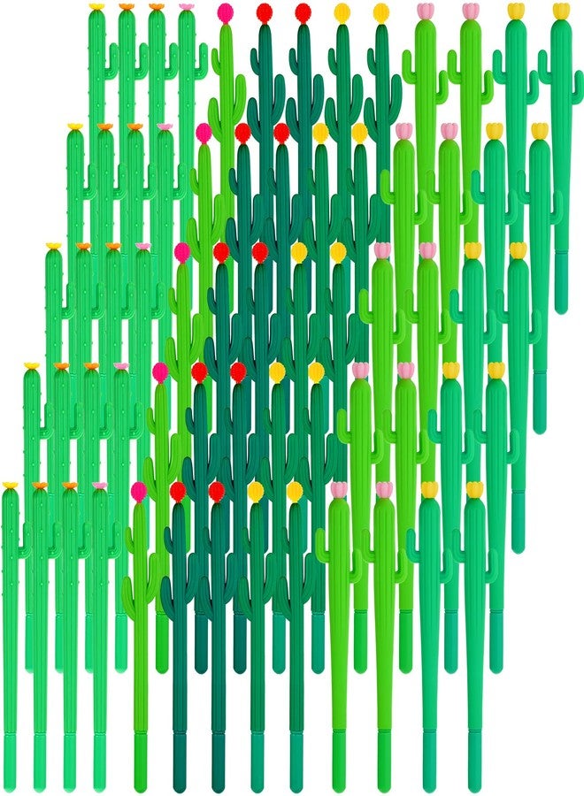 Handepo 100 Pcs Cactus Pens Cactus Shaped Roller Ball Flower Ballpoint Cute Writing Black Gel Ink Pens Office Students Gift(Funny) - Image 1