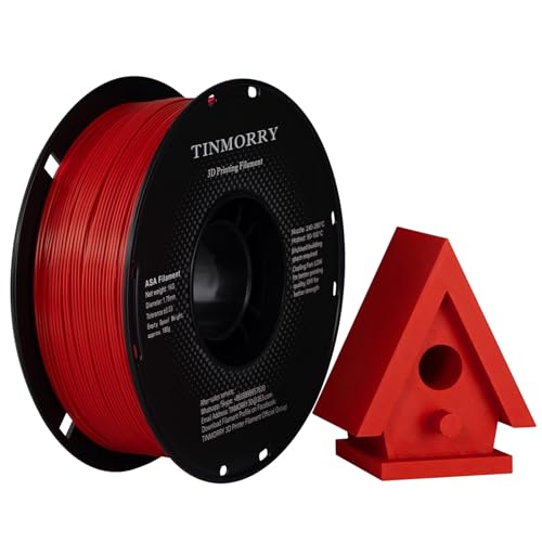 TINMORRY ASA Filament 175mm High UV Heat Resistant 3D Printer Filament Durable Toughness Dimensional Accuracy 003mm Perfect for Printing Outdoor Functional Parts1KG Spool Red - Image 1