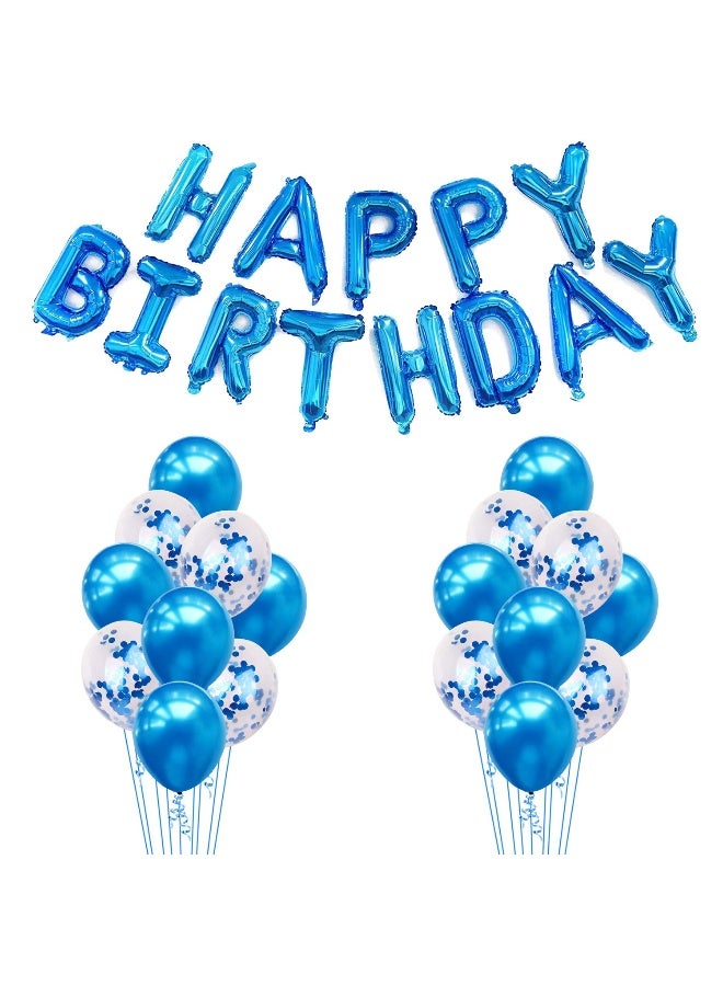 Blue Balloons Happy Birthday Set