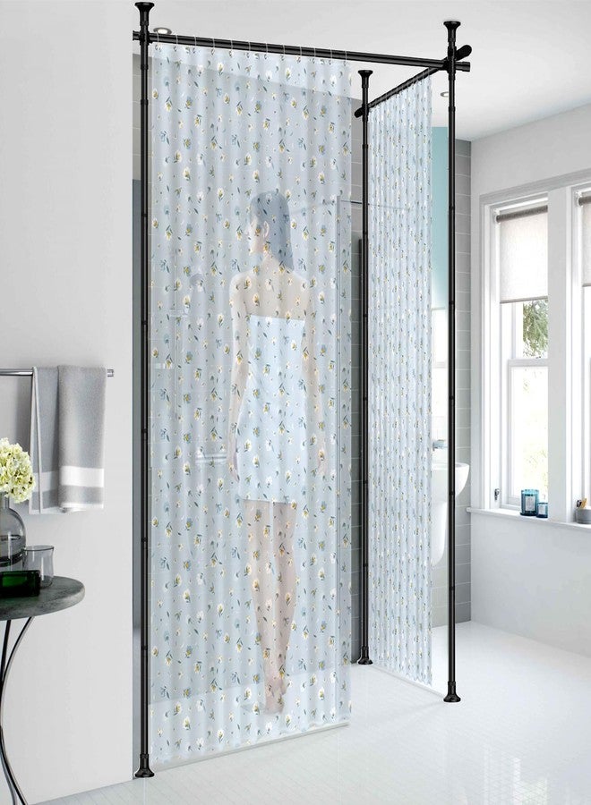 FLY HAWK Room divider curtain rod,Tension Shower Curtain Rods Rustproof Expandable Stainless steel no drilling 70-125 in Customizable for Bathroom,closet,windows,bedroom,living room,laundry room Black - Image 1