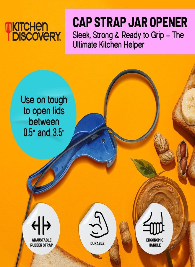 Kitchen Discovery فتاحة برطمانات بحزام - اكتشاف المطبخ - فتاحة زجاجات وبرطمانات قابلة للتعديل لكبار السن ومن يعانون من ضعف في اليدين - حزام مانع للانزلاق يفك الأغطية دون إجهاد اليدين - Image 2