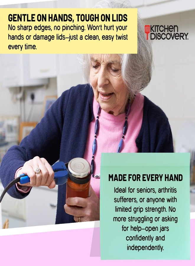 Kitchen Discovery فتاحة برطمانات بحزام - اكتشاف المطبخ - فتاحة زجاجات وبرطمانات قابلة للتعديل لكبار السن ومن يعانون من ضعف في اليدين - حزام مانع للانزلاق يفك الأغطية دون إجهاد اليدين - Image 3
