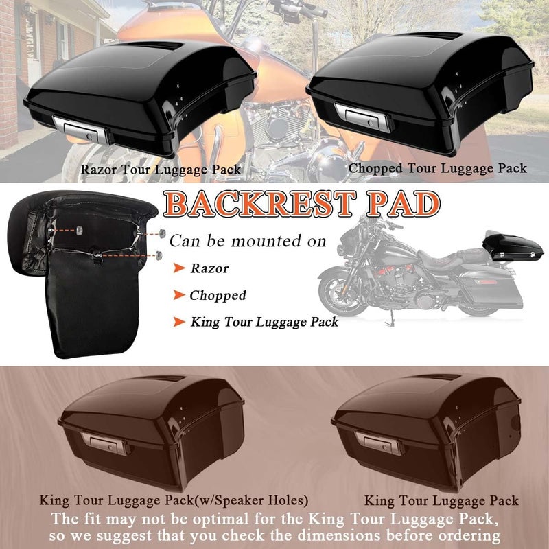 FOVPLUE Chopped Razor Tour Pack Backrest Pad for Harley Touring 2014-2024 with Red Stitching - Image 3