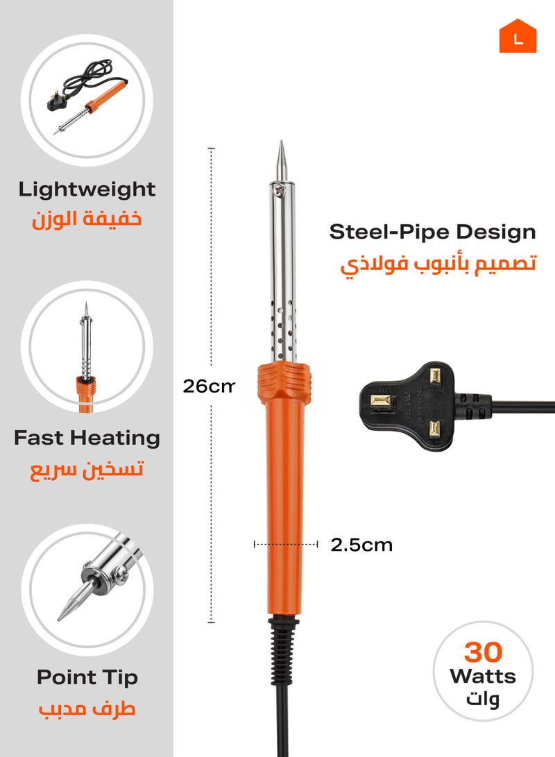 LAWAZIM Soldering Iron - 30W, 220V - Electric External Heated Soldering Gun with Fine-Point Tip, Fast Heating, Heat Dissipation Hole, and BS Plug - Ideal for Electronics Repair, DIY, and PCB Work - Image 2