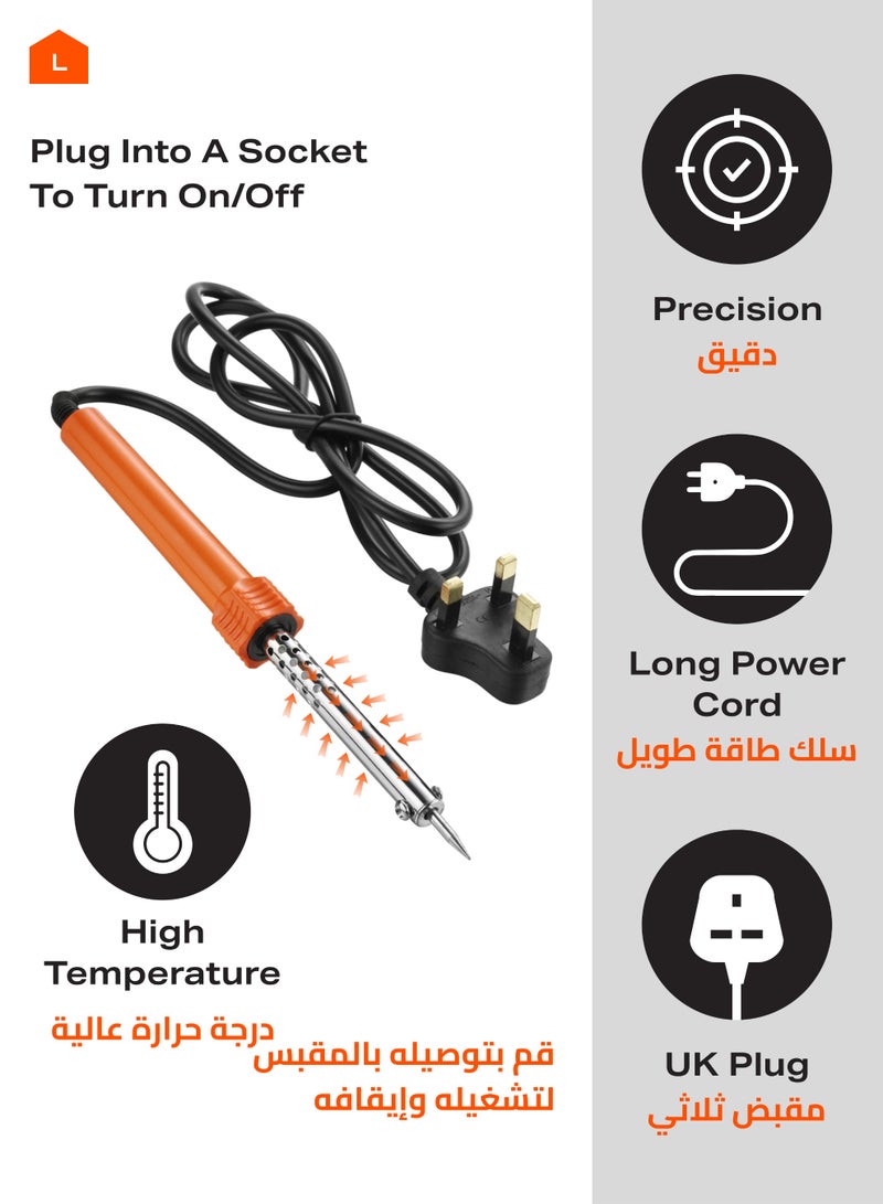 LAWAZIM Soldering Iron - 30W, 220V - Electric External Heated Soldering Gun with Fine-Point Tip, Fast Heating, Heat Dissipation Hole, and BS Plug - Ideal for Electronics Repair, DIY, and PCB Work - Image 3