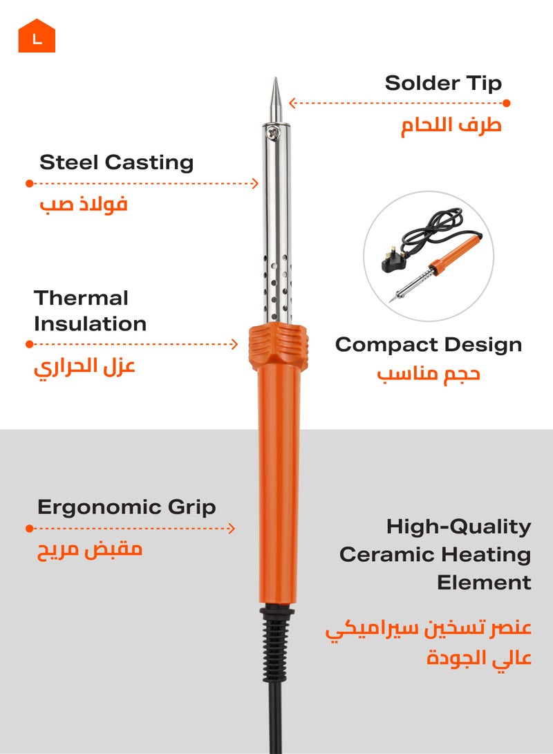 LAWAZIM Soldering Iron - 30W, 220V - Electric External Heated Soldering Gun with Fine-Point Tip, Fast Heating, Heat Dissipation Hole, and BS Plug - Ideal for Electronics Repair, DIY, and PCB Work - Image 4
