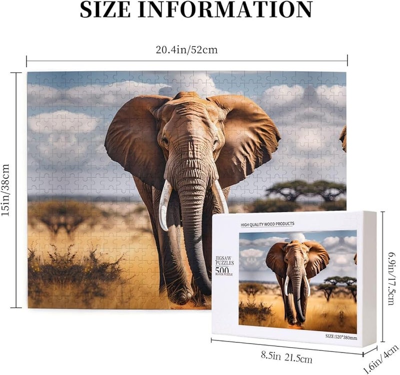 Phayah Elephants Jigsaw Puzzle 500 Pieces For Adults Home Decor 20 4 X 15 Inches - Image 5