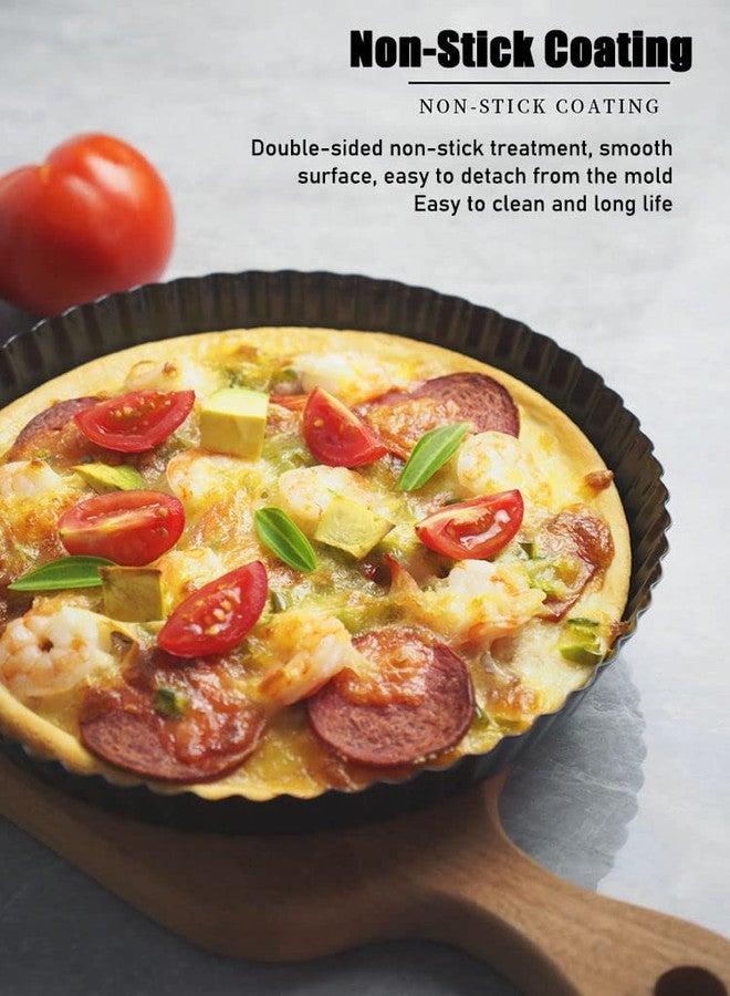 MobFest® Non-Stick Carbon Steel Made Quiche Tart Molds Pie Pizza Cake Round Mould Removable Loose Bottom Fluted Pie Cake Tray for Baking, 9 inch - Image 4
